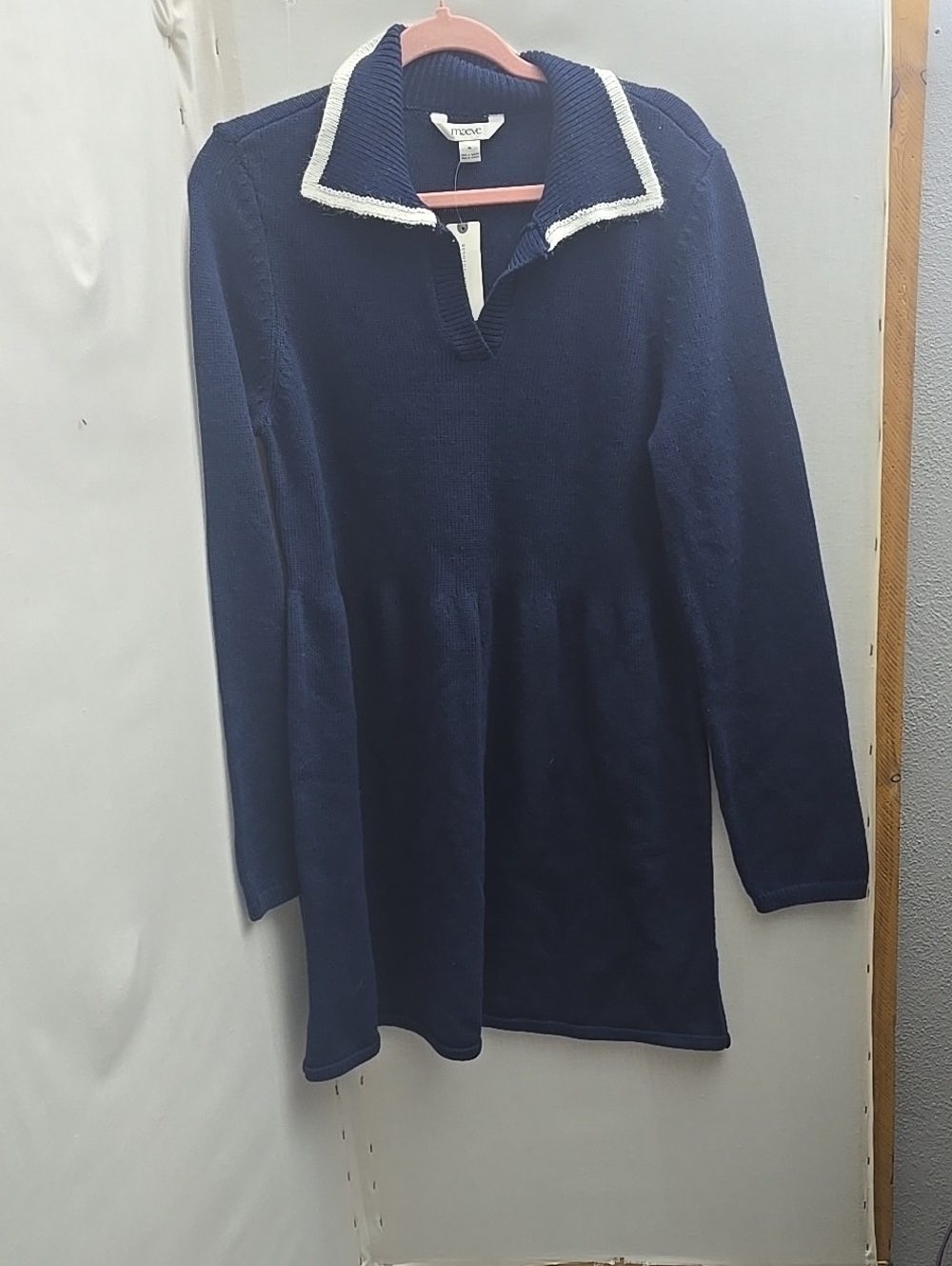 Anthropologie Navy Sweater with Cream-Trim Collar